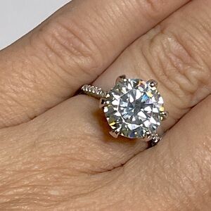 Round Brilliant Solitaire Moissanite Engagement Ring 11mm